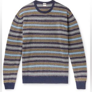 Massimo Alba men's Striped Cashmere Sweater in blue and tan size small (holes)